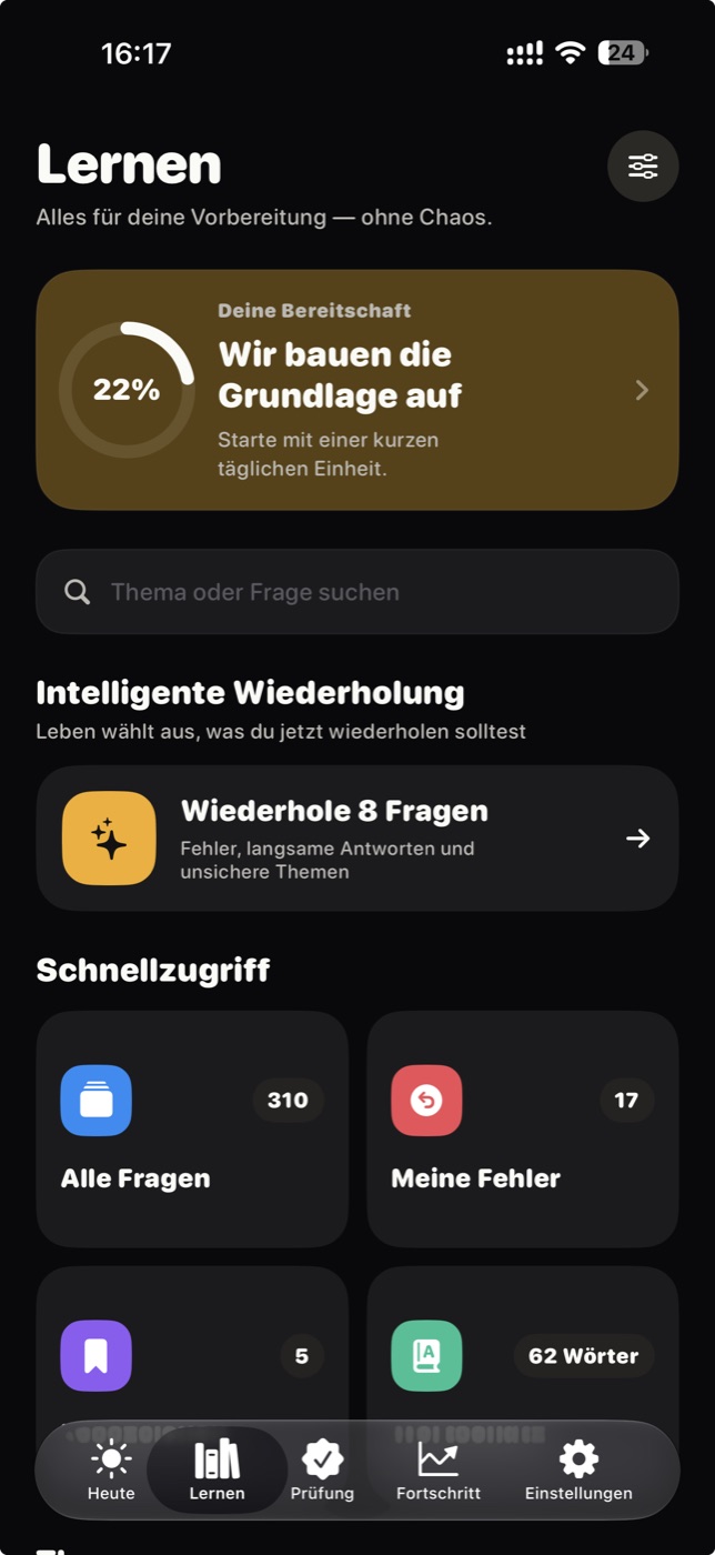 Lernbereich mit intelligenter Wiederholung