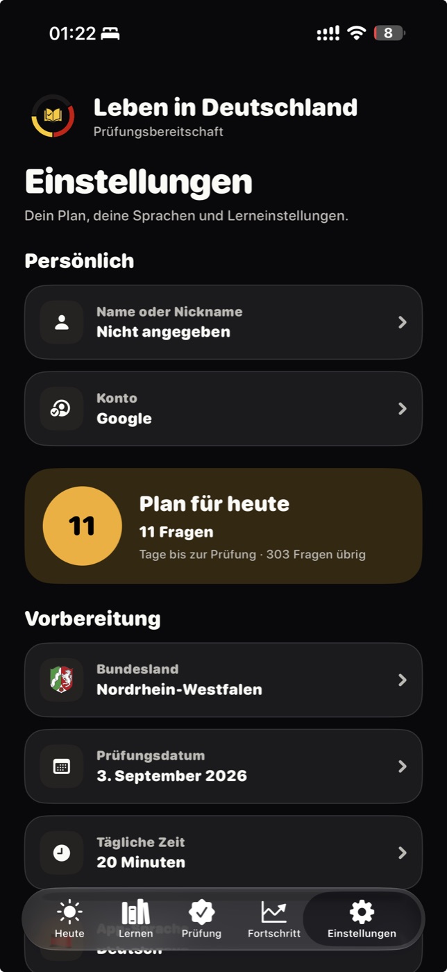 Spracheinstellungen