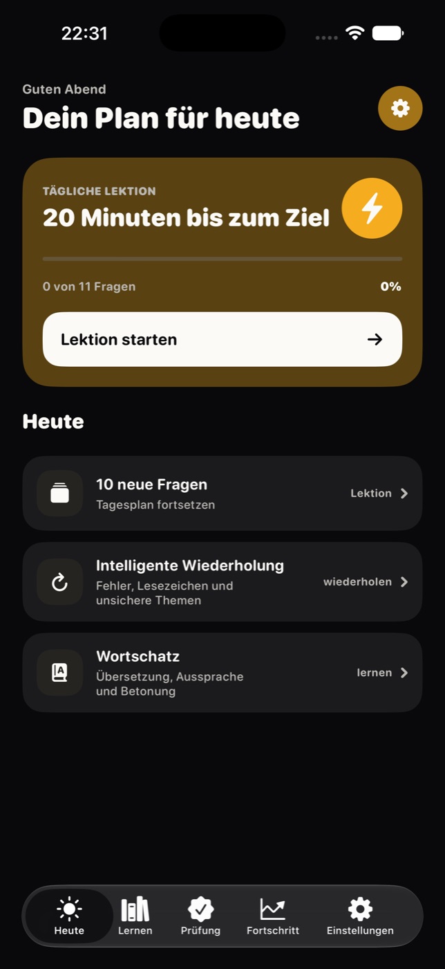 Dein Plan für heute