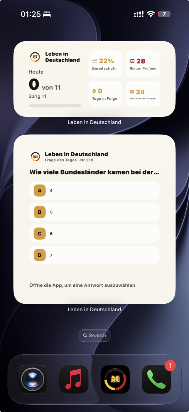 Leben-Widgets auf dem Home-Bildschirm